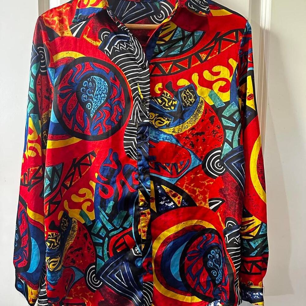 Vintage 90s Pretty Little Thing Satin Silk Abstract Geometric